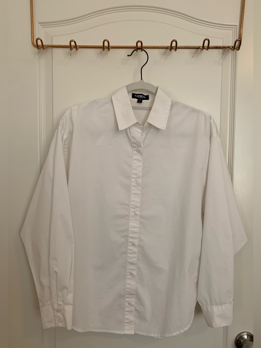 Express Stretch Cotton Poplin Boyfriend Portofino in White - Picture 2 of 5